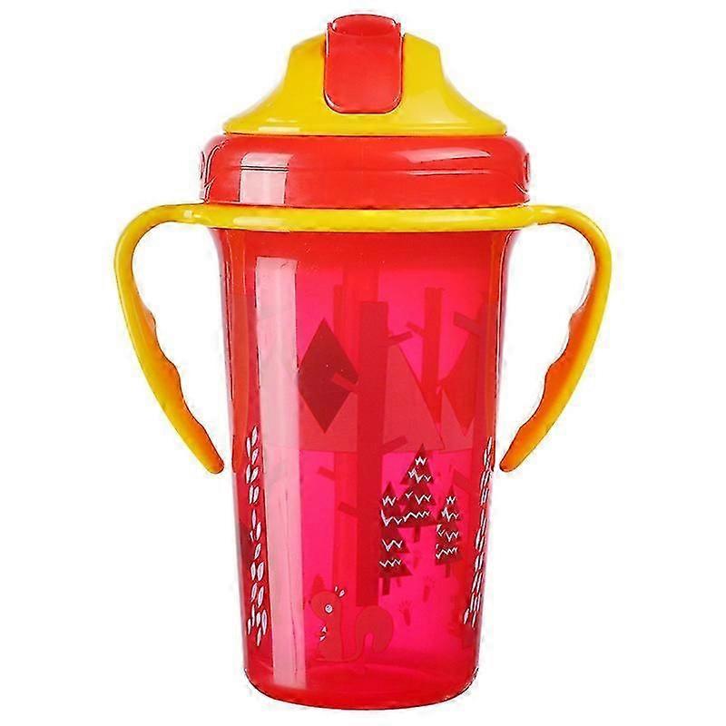 Kids Drinking Cup, 300ML Infant Leakproof Double Handle Straw Cup(Red)