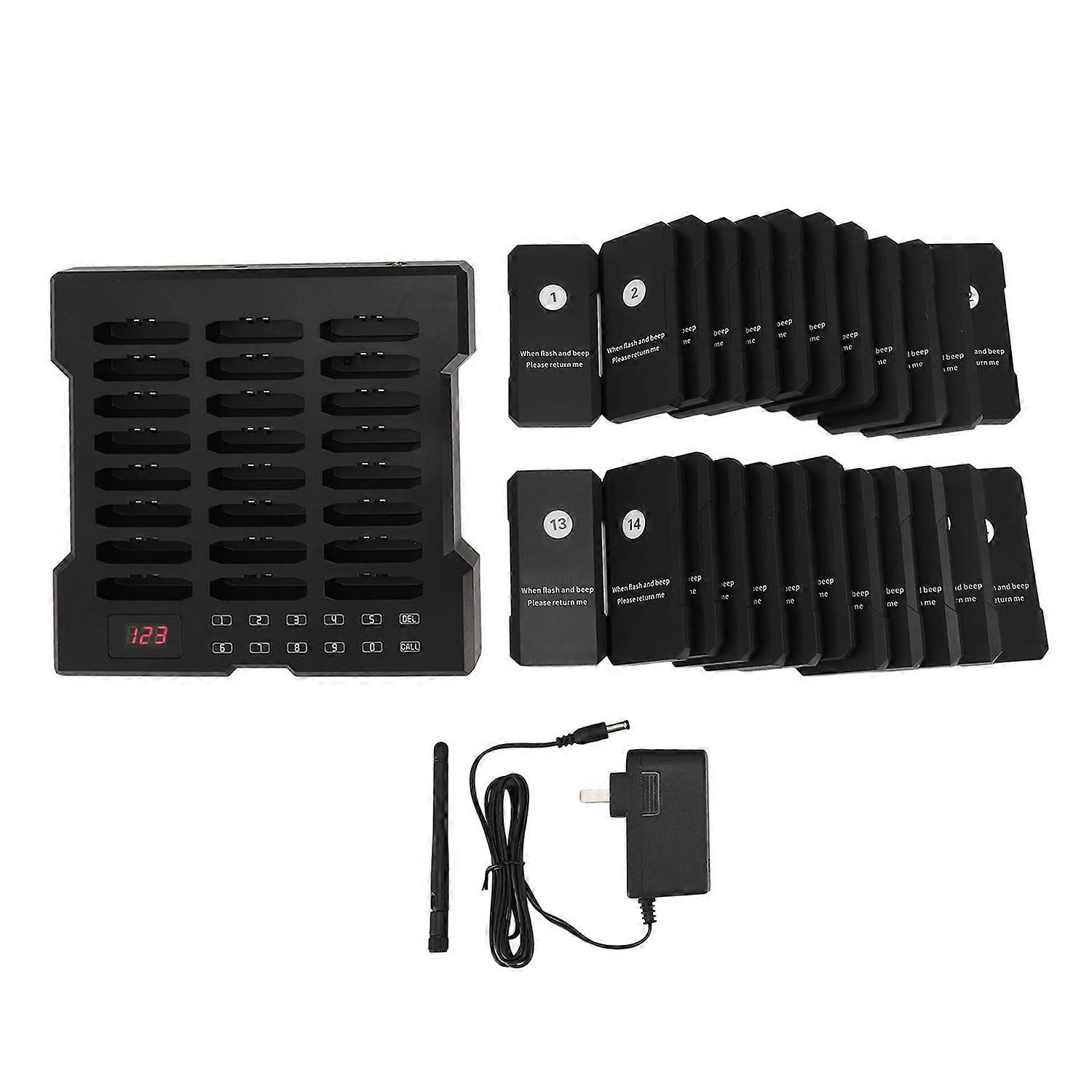 1 to 24 Wireless Calling System Vibration Buzzer Flash Guest Waiting Pager for Restaurant 800M Recep