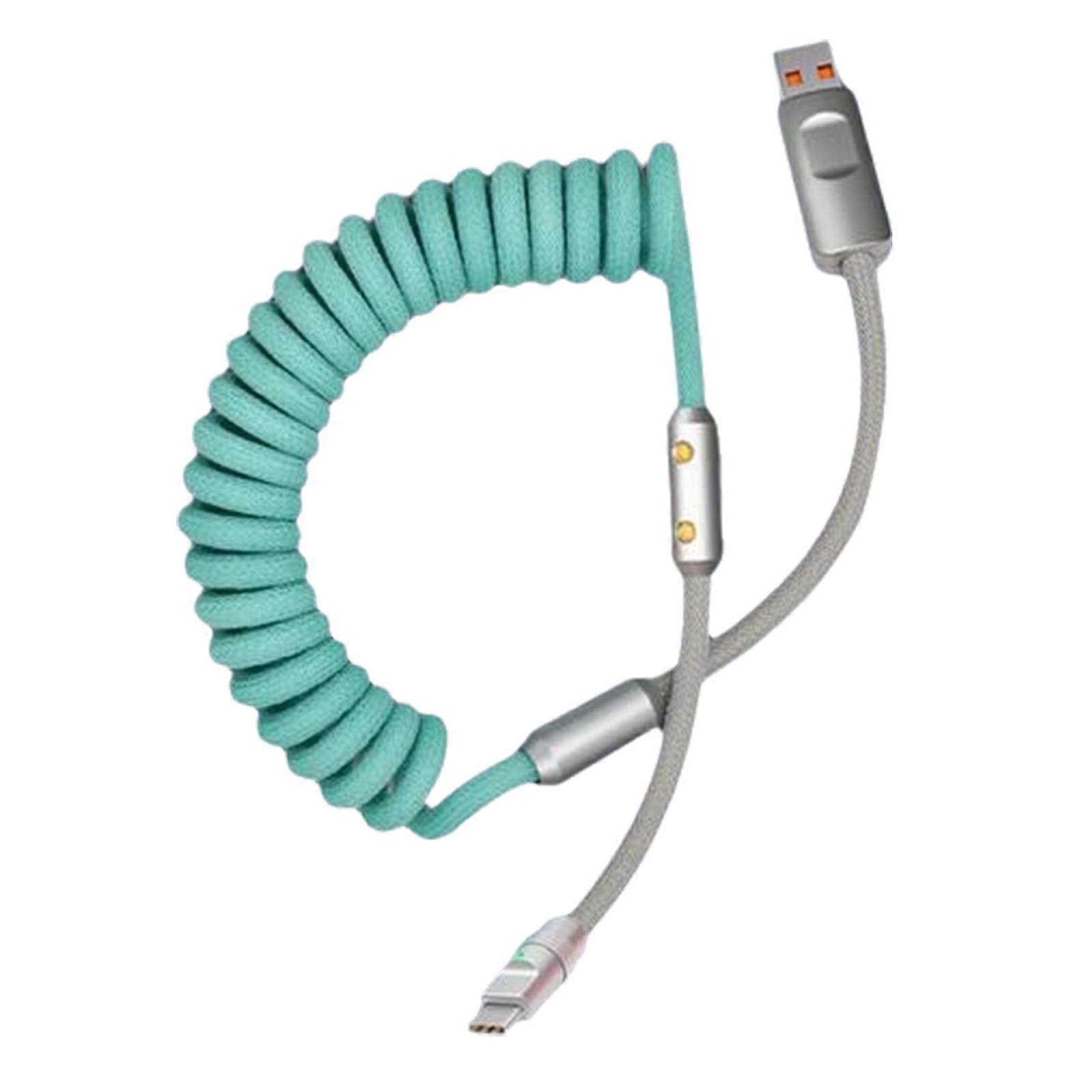 Retractable Spring Cable, 120W USB C Rapid Charging Cable For Type C Electronics Metal Housing Plugs