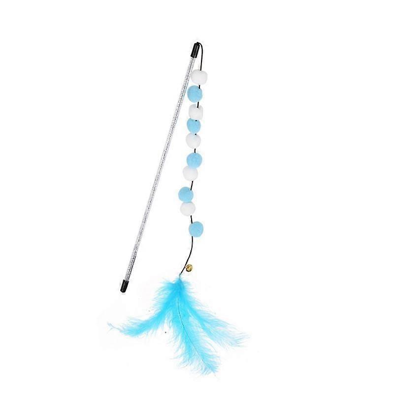 Pompom Cat Toys Interactive Stick Feather Toys Kitten Teasing Playing Plush Ball Pet Supplies For Cat Toy