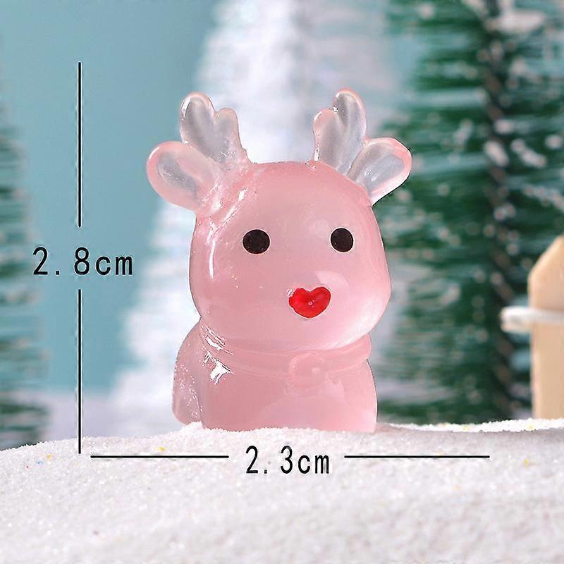 1Pc Christmas Decoration Glowing Standing Elk Mini Figurines Miniature Xmas Micro Landscape Ornament In Dark Decor