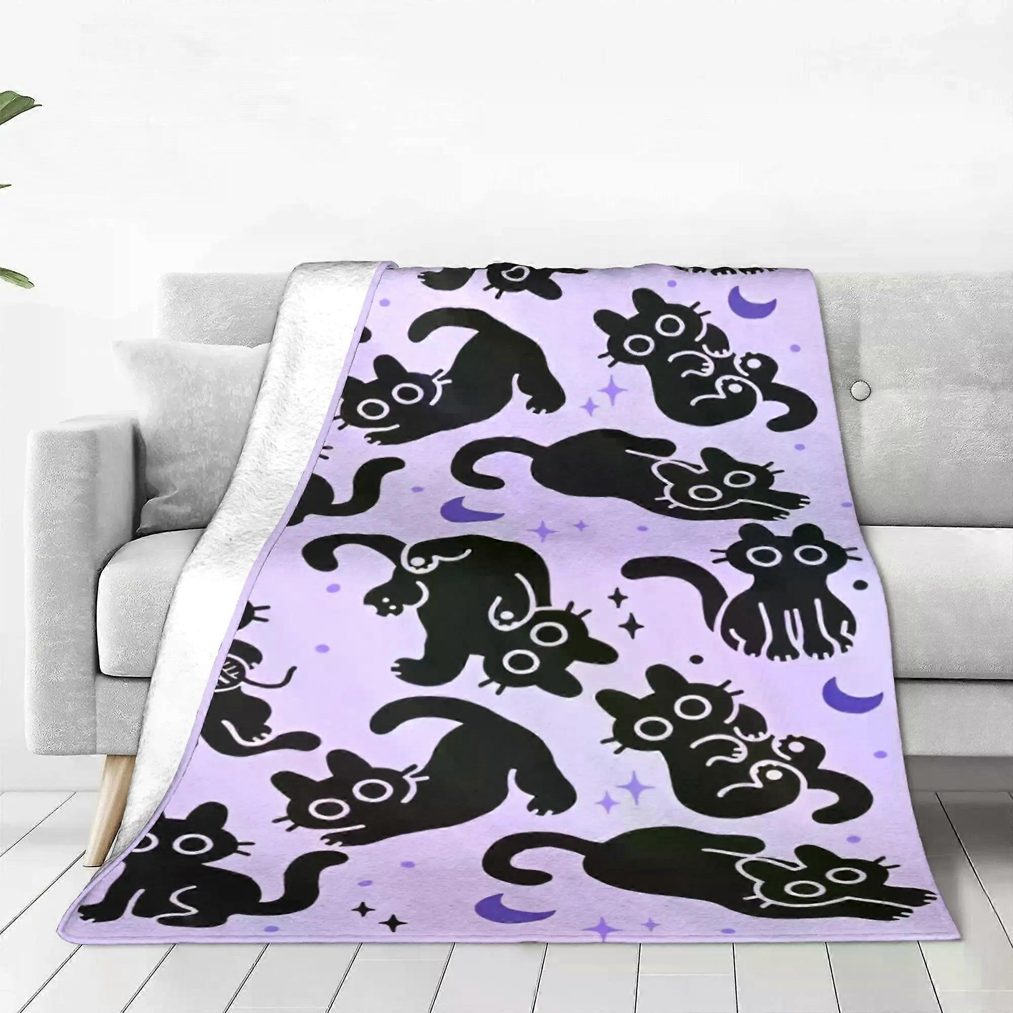 Black Cat Collage Blankets  Plush Awesome Warm Throw Blankets for Home Textile Decor