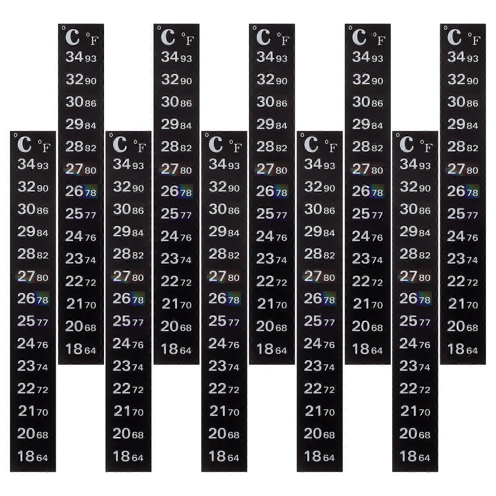 10pcs Tradicional Stick-on Termómetro de temperatura digital Strip Degree Celsius System Display