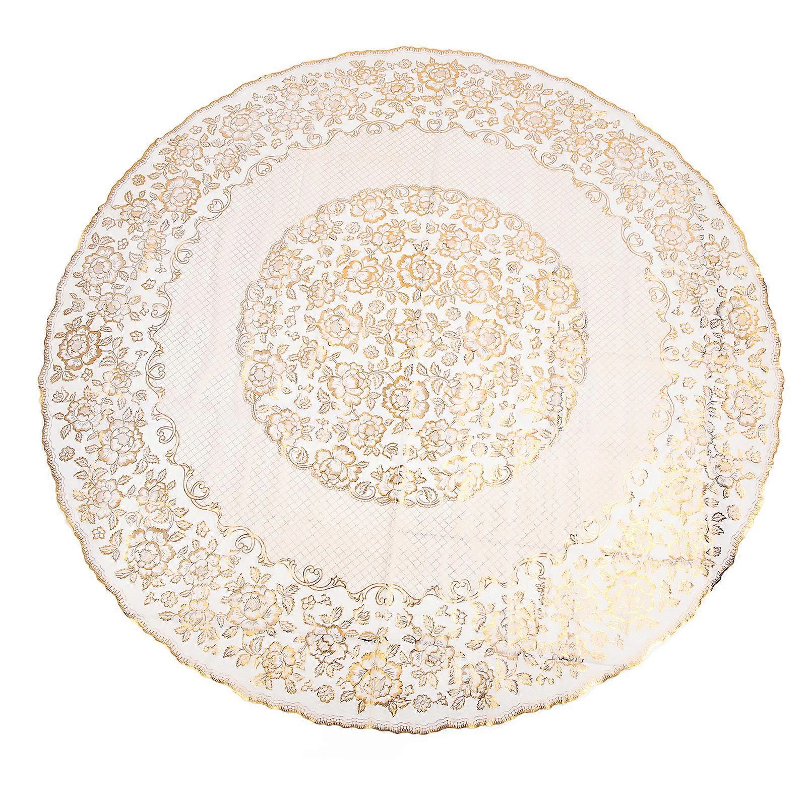 مفرش المائدة المستدير PVC الذهب ختم مقاوم للماء مقاوم للبقع مقاوم للبقع غطاء طاولة زخرفي قابل للمسح للمنزل