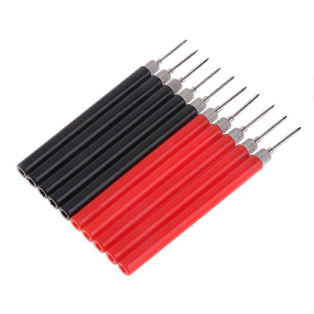 10pc Spring Test Probe Tip Insulated Hook Wire Connector Lead Pin for Vehicle Maintenance Multimeter Accessories Black