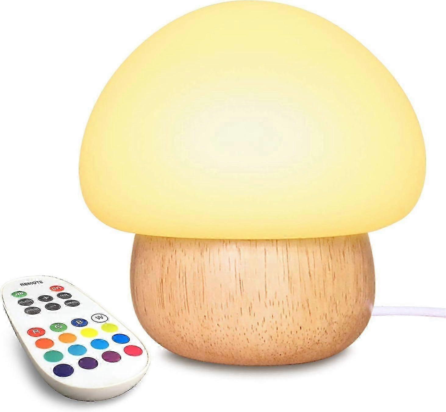 Kids LED Night Light with Remote Control & USB Mushroom Design