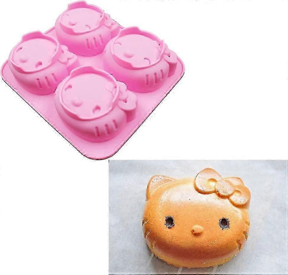 Hello Kitty 4-hulls silikonkakeform med to typer Expression_get