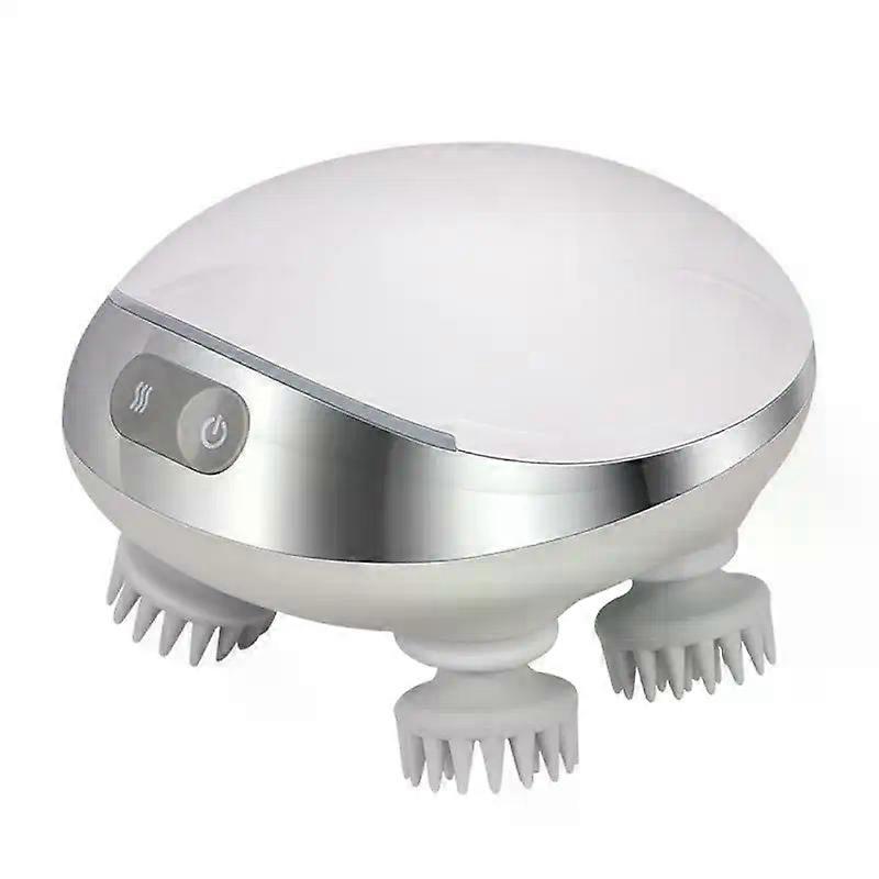 Home Rechargeable Electric Kneading Vibration Waterproof Scalp Massager New Hot Compress Red Light