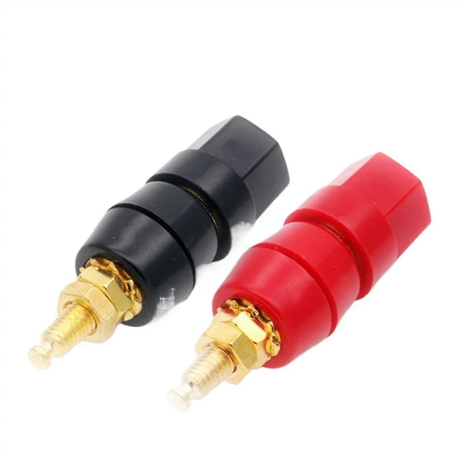 2 Pair Amplifier Terminal Binding Post Banana Connector Set, 1 Black and 1 Red, for Speaker Compatibility 5-way Design