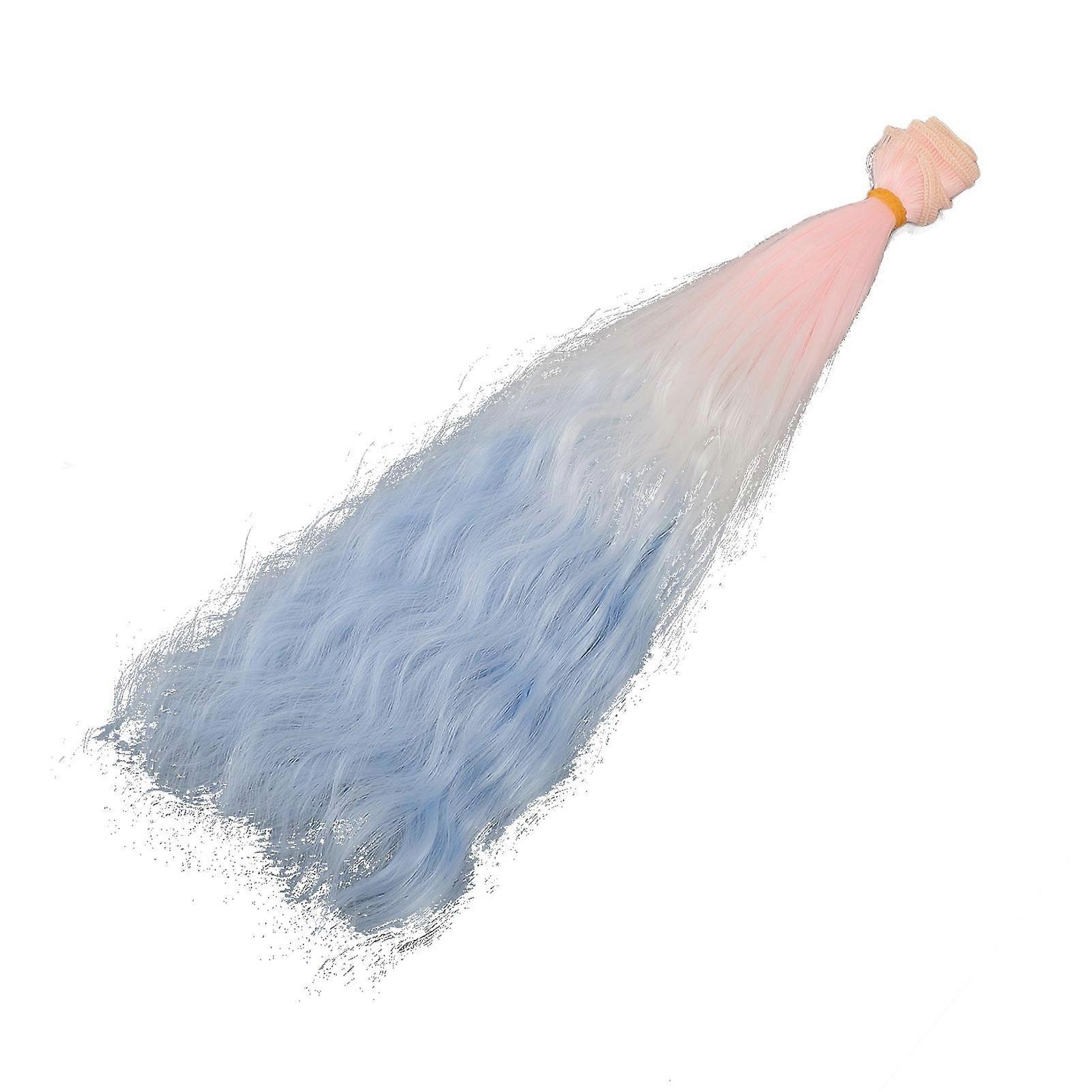 Ball Jointed Doll Wig Pink Blue Gradient Long Hair Row Piece Supplies Soft 30cm High 1m Long Model 9‑2 Water Ripple Curl