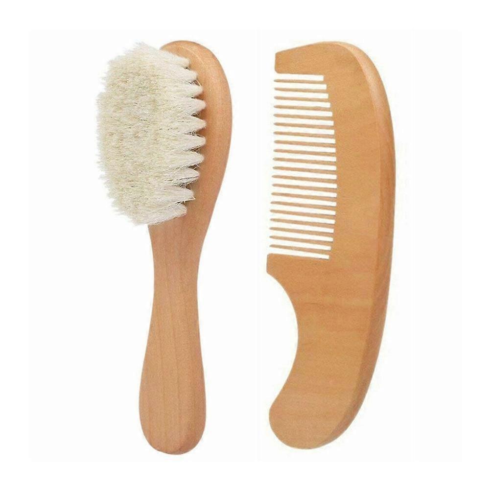 天然木の櫛、2パックの赤ちゃんのヘアブラシと櫛セットと幼児用