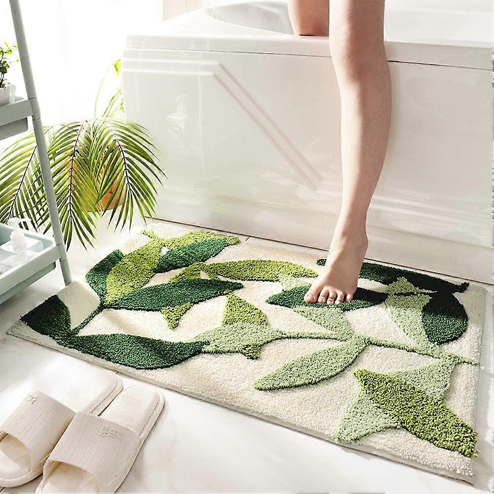 Extra Soft Flue Green Bath Mats for Bathroom, Machine Washable, Non-Slip, Plush Microfiber, 20x32 Inches