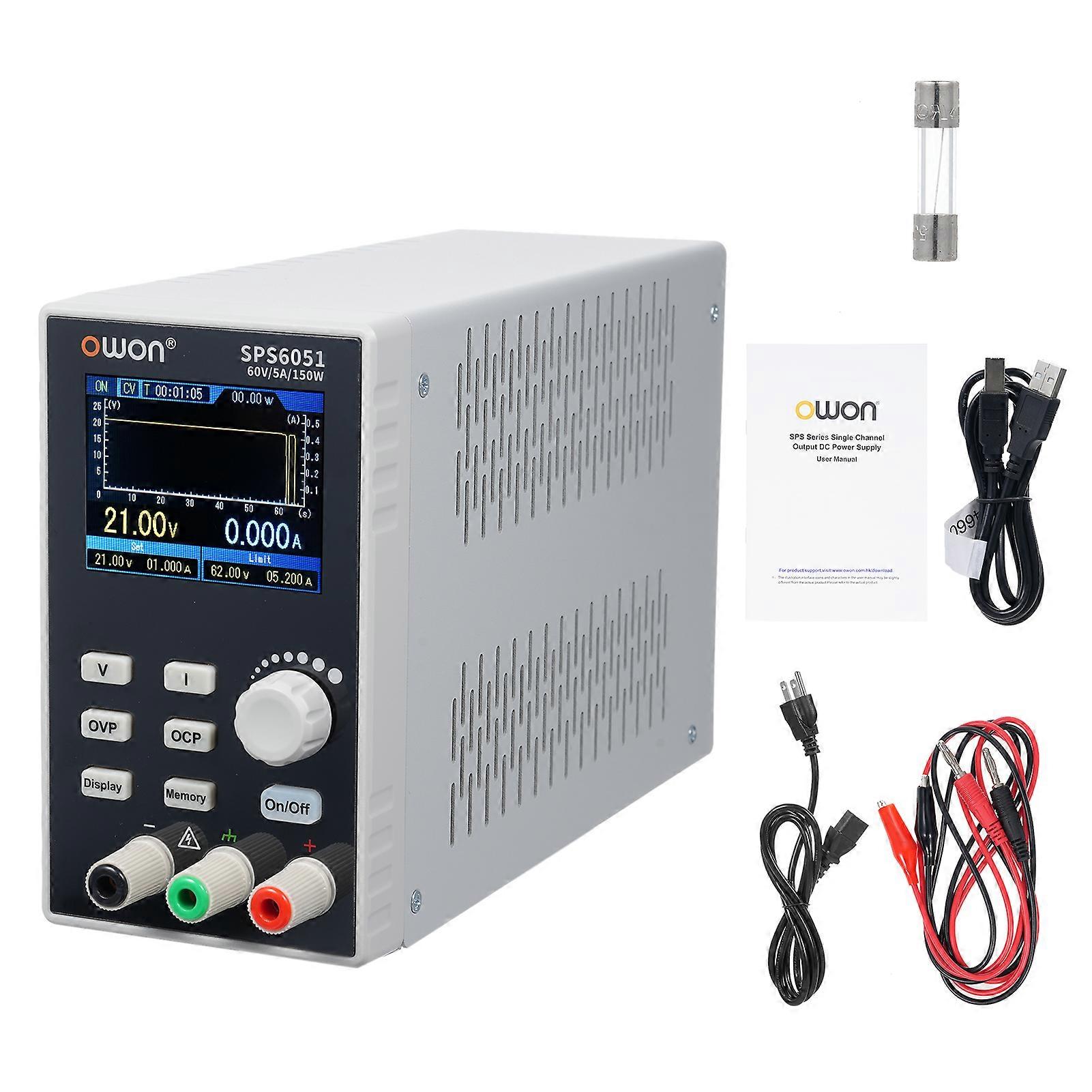 OWON SPS6051 Silent Fanless Series Programmable Linear DC Power Supply Digital Switching Regulator with 2.8 Inch TFT LCD