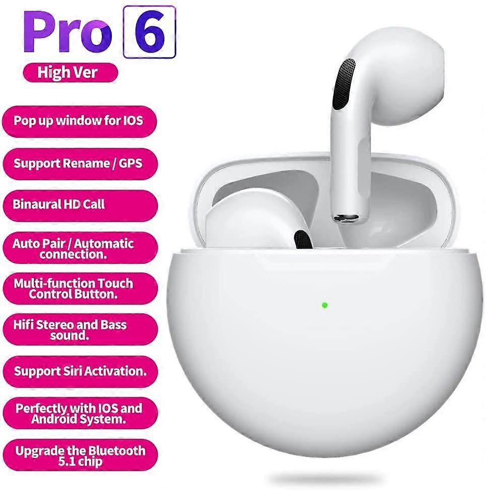 Pro6 TWS Bluetooth Earphone Wireless Headphones Earbuds With Mic