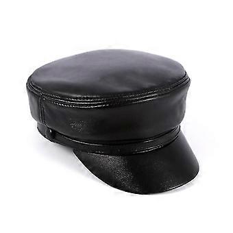 Toplag Fåreskindsmateriale Hat Mænds Casual Flat Top Bred Brim Student Hat