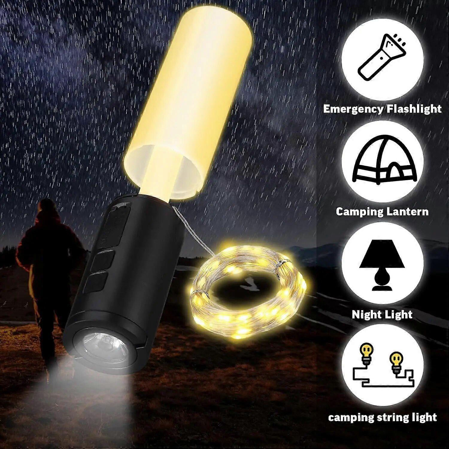 Rechargeable Camping String Lights, Camping Lantern with String Light(33Ft), 4000mAh Charger, IP44 Waterproof