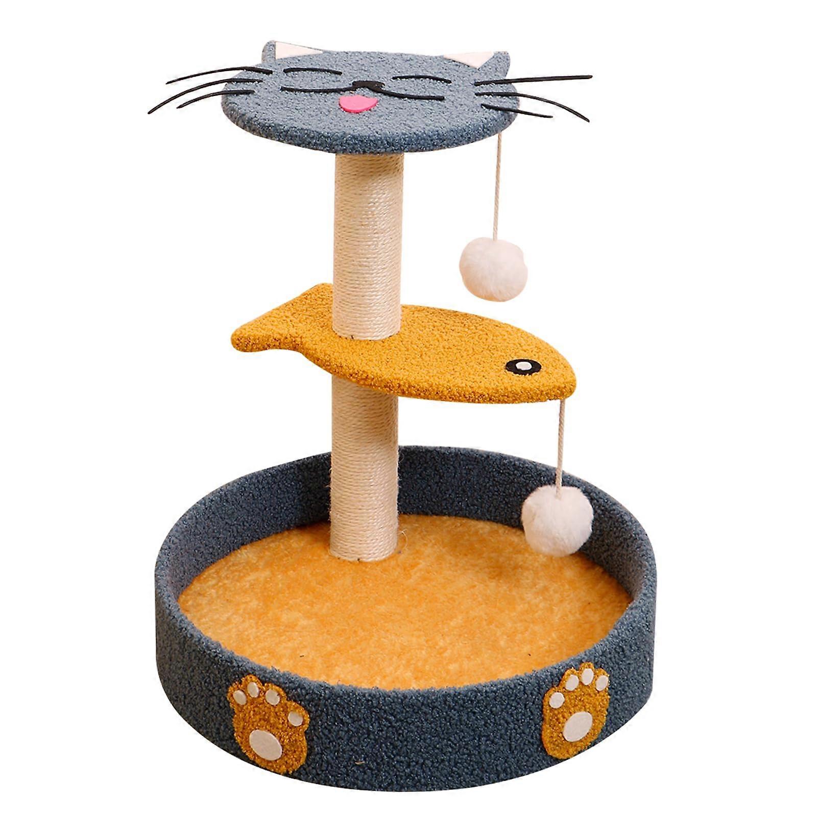 Cat Scratching Post Blue Cat Tree House with Multi-Level Design and Cute Scratchers for Indoor Cats