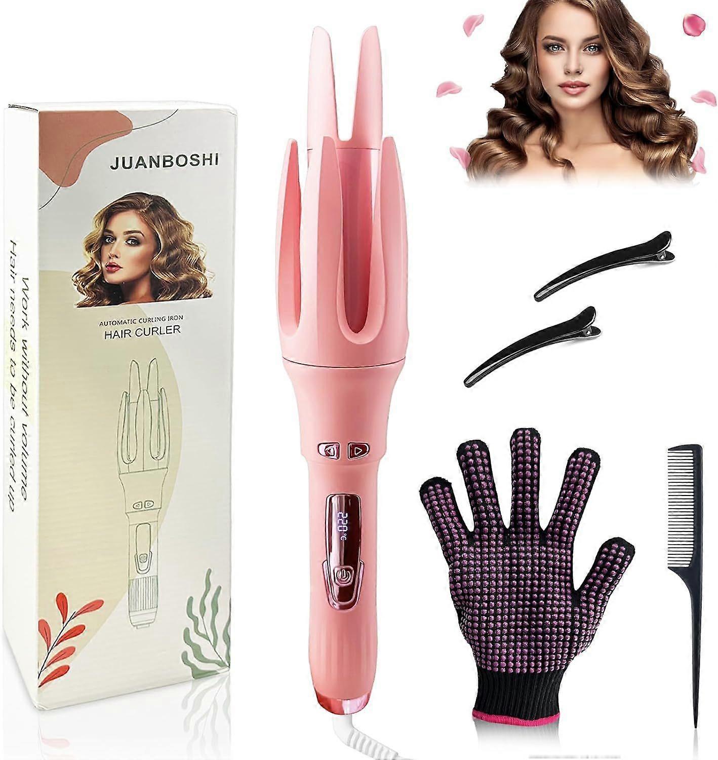 SCSYV Automatic Hair Curler,Automatic Curling Iron with 4 Temperatures& LCD Display,Dual Voltage Rotating Curling Iron with Fast Heating and Auto Shut
