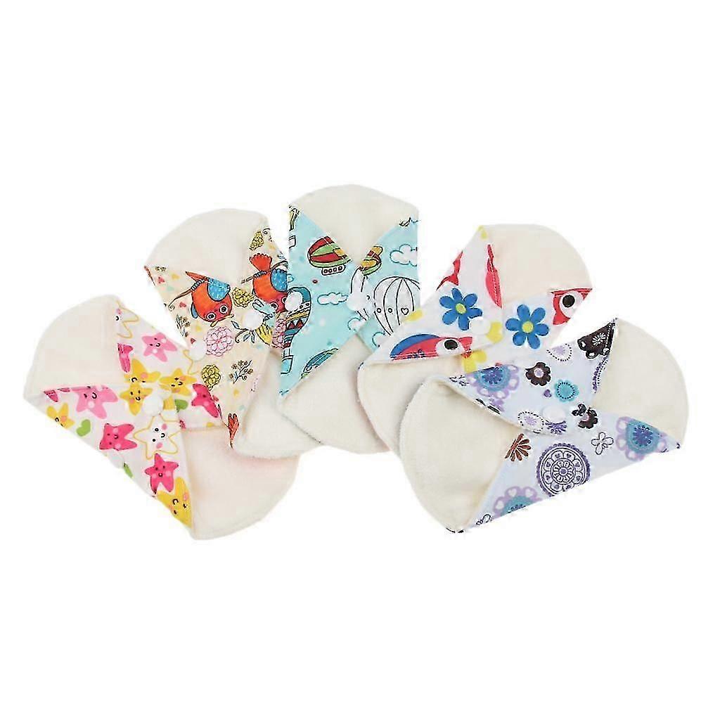 5 Pack 7 Inch Light Charcoal Cloth Menstrual Pads Reusable Pad liner Random Pattern