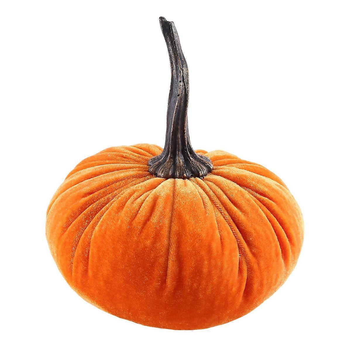 Large Velvet Pumpkins for Decorating,Halloween Home Decor(Orange)