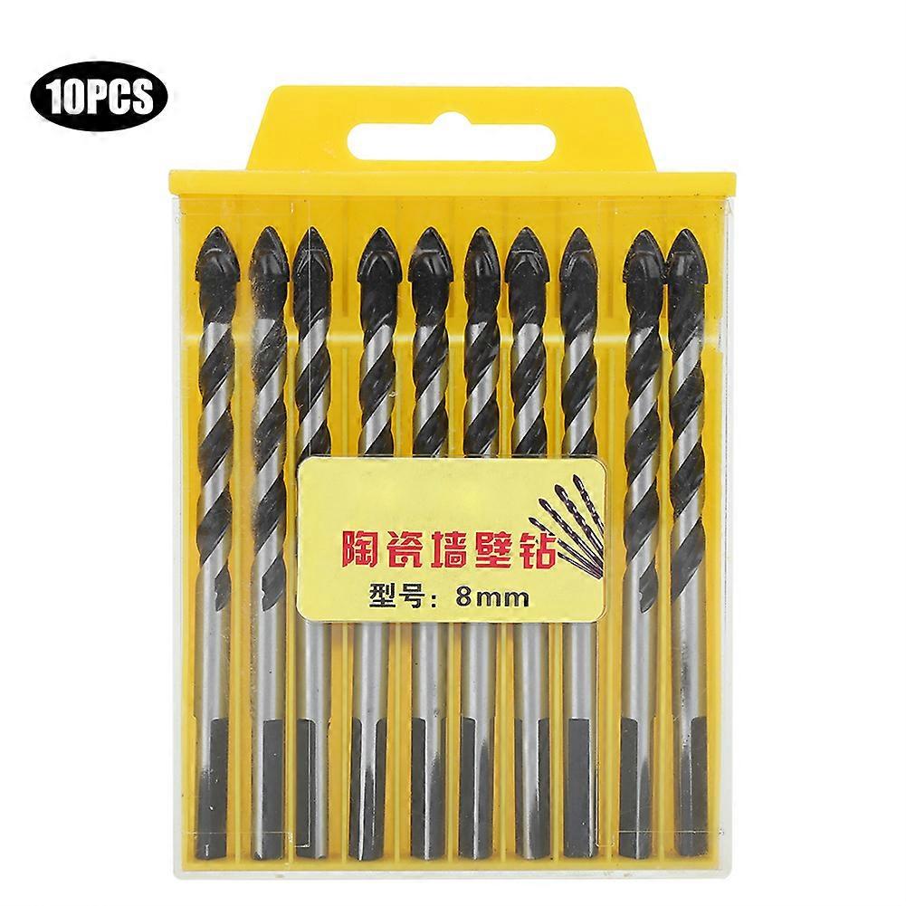 10Pcs Twist Drill Set Triangle Strong Durable Wood Ceramic Wall Bits Punch Tools