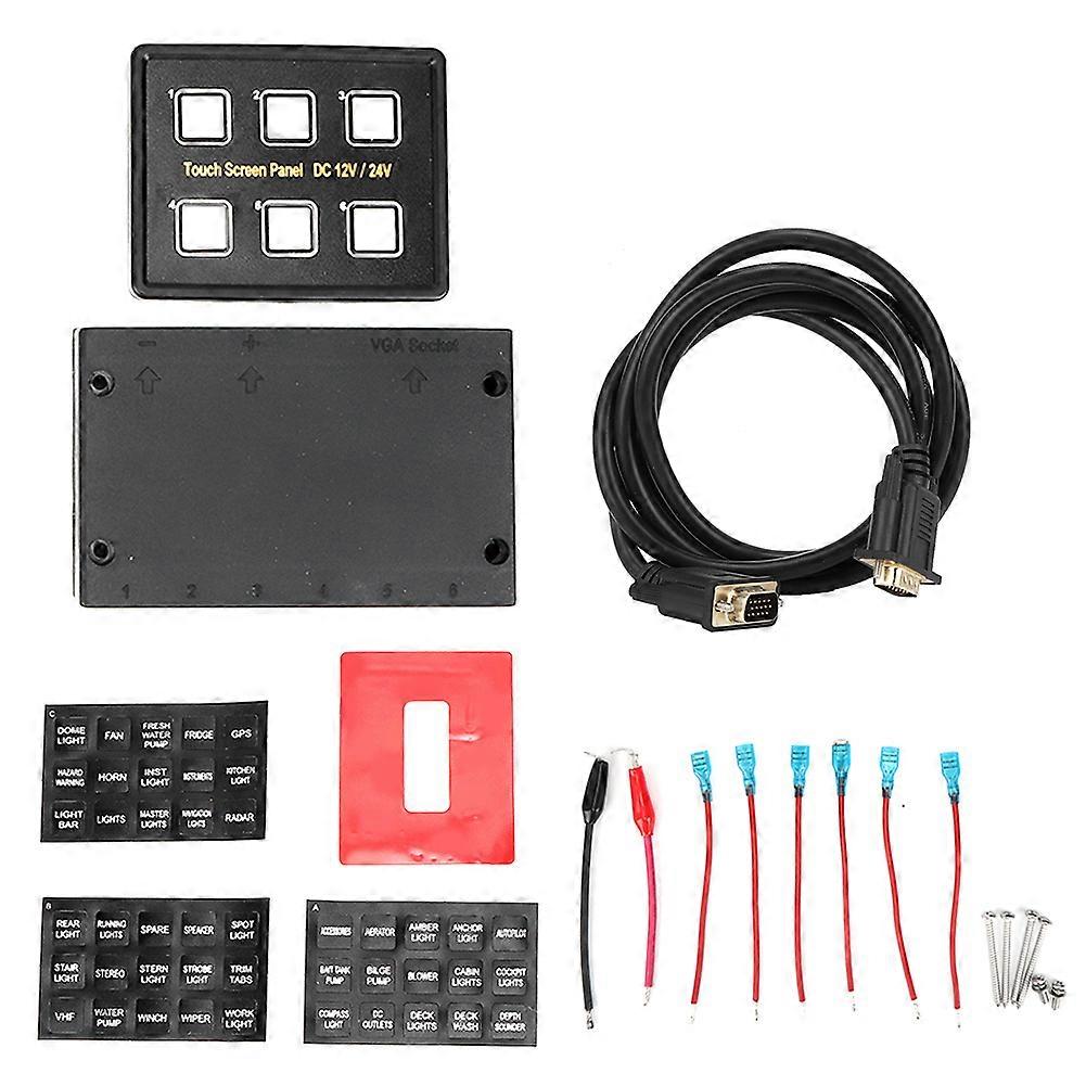 DC12-24V Touch Screen Switch Panel 6 Gang Smart Touch Control Box for Car Marine Boat Caravan
