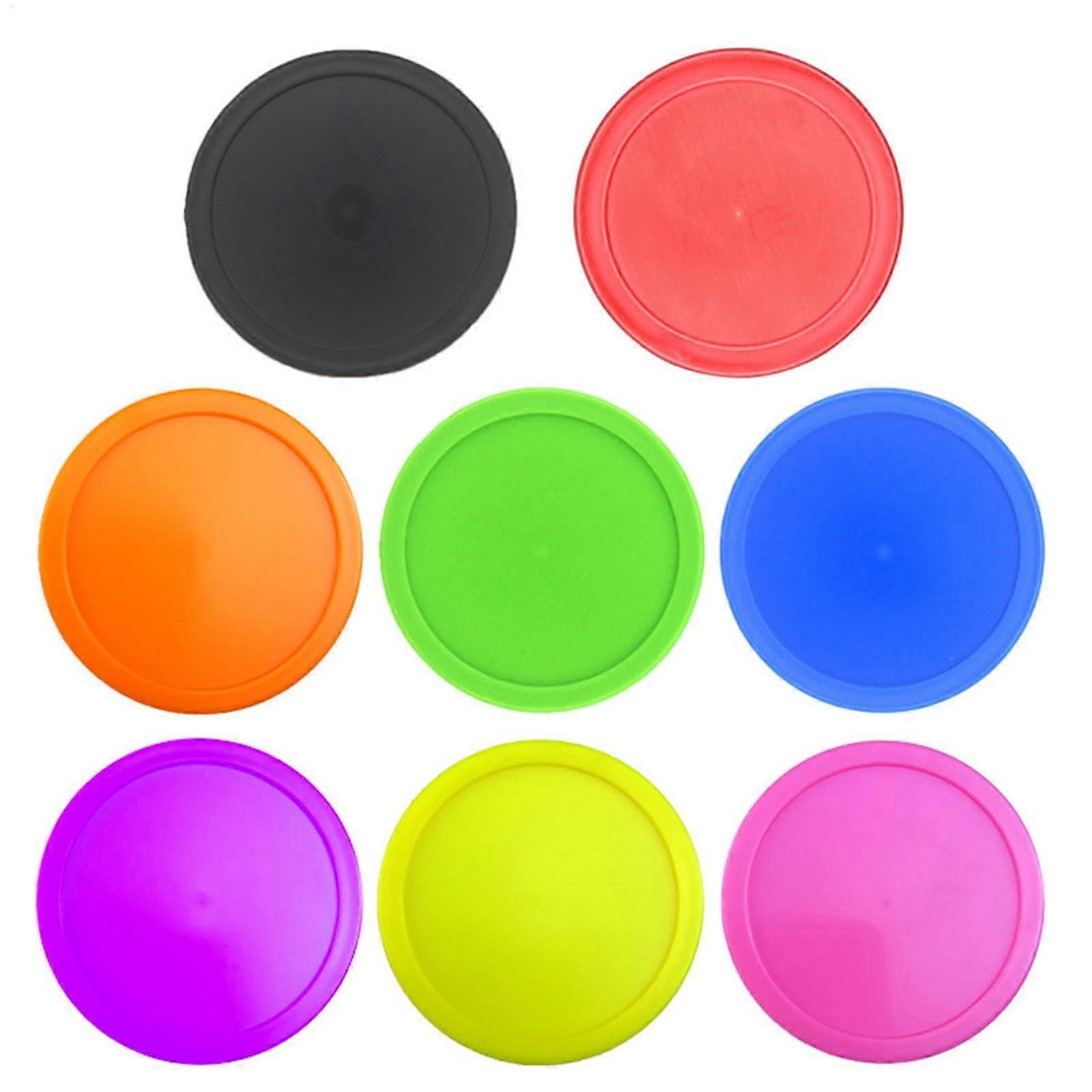 Hockey Puck, 8 x Multicolor Round Air Hockey Pucks Bright Colors Kit Sports Replacement Accessories 2.5 Inch for Kids Adults Family Fun