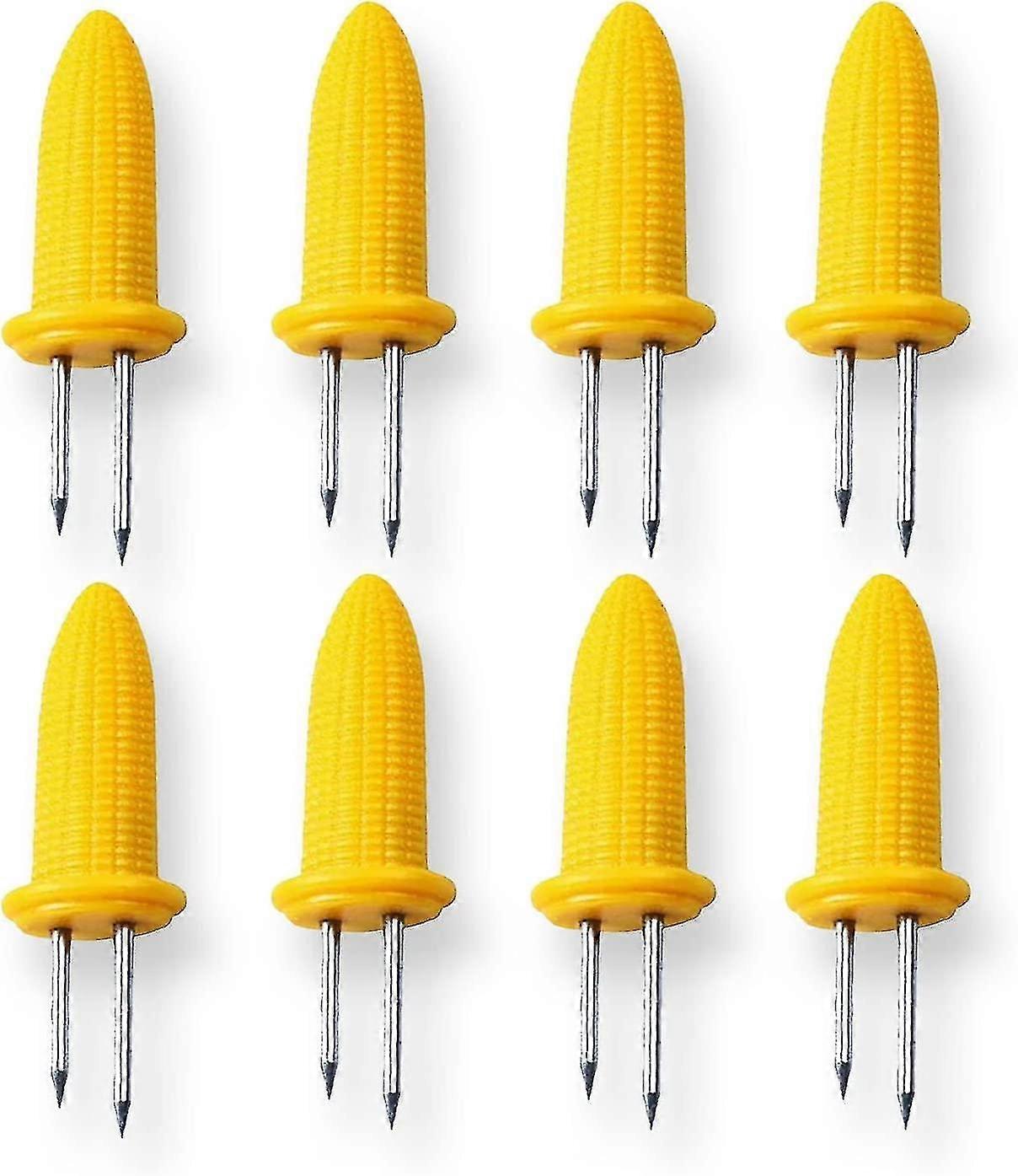 Ensemble de brochettes de maïs pour barbecue - 8 outils de cuisson en acier inoxydable (jaune)