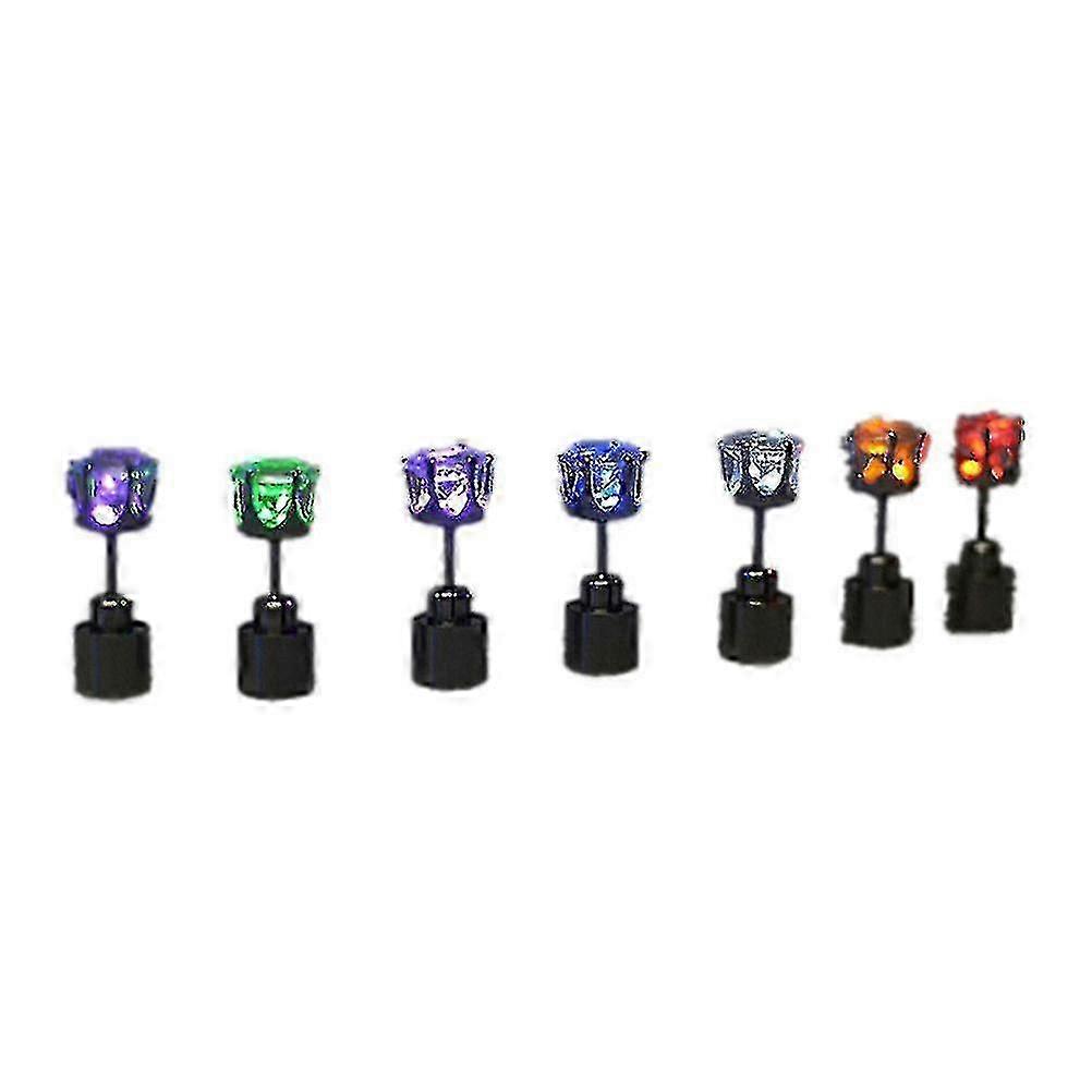 7pcs LED Light Up Boucles d’oreilles Hypoallergénique en acier inoxydable brillant clignotant Bijoux pour Rave Club Party