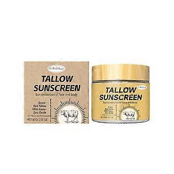 Beef Tallow Sunscreen: Tallow with Zinc Oxide & Beeswax - Natural Moisturizing Protection for Dry Sensitive Skin & All Ages, Non-Greasy Formula 60g