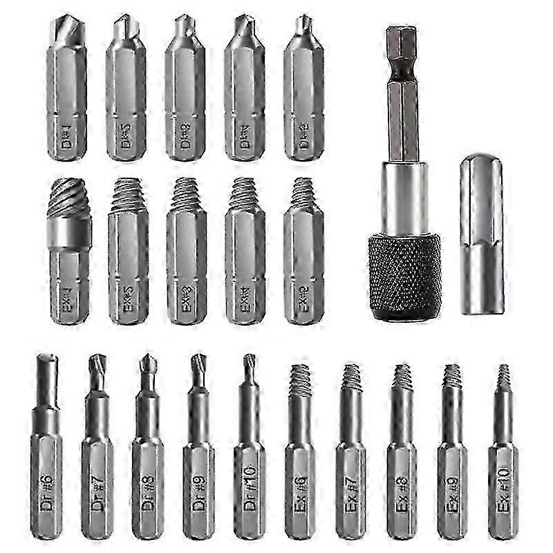 22pcs Screw Remover Set, Damaged Screw Extractor with Socket Adapter & Extended Drill Bit Holder