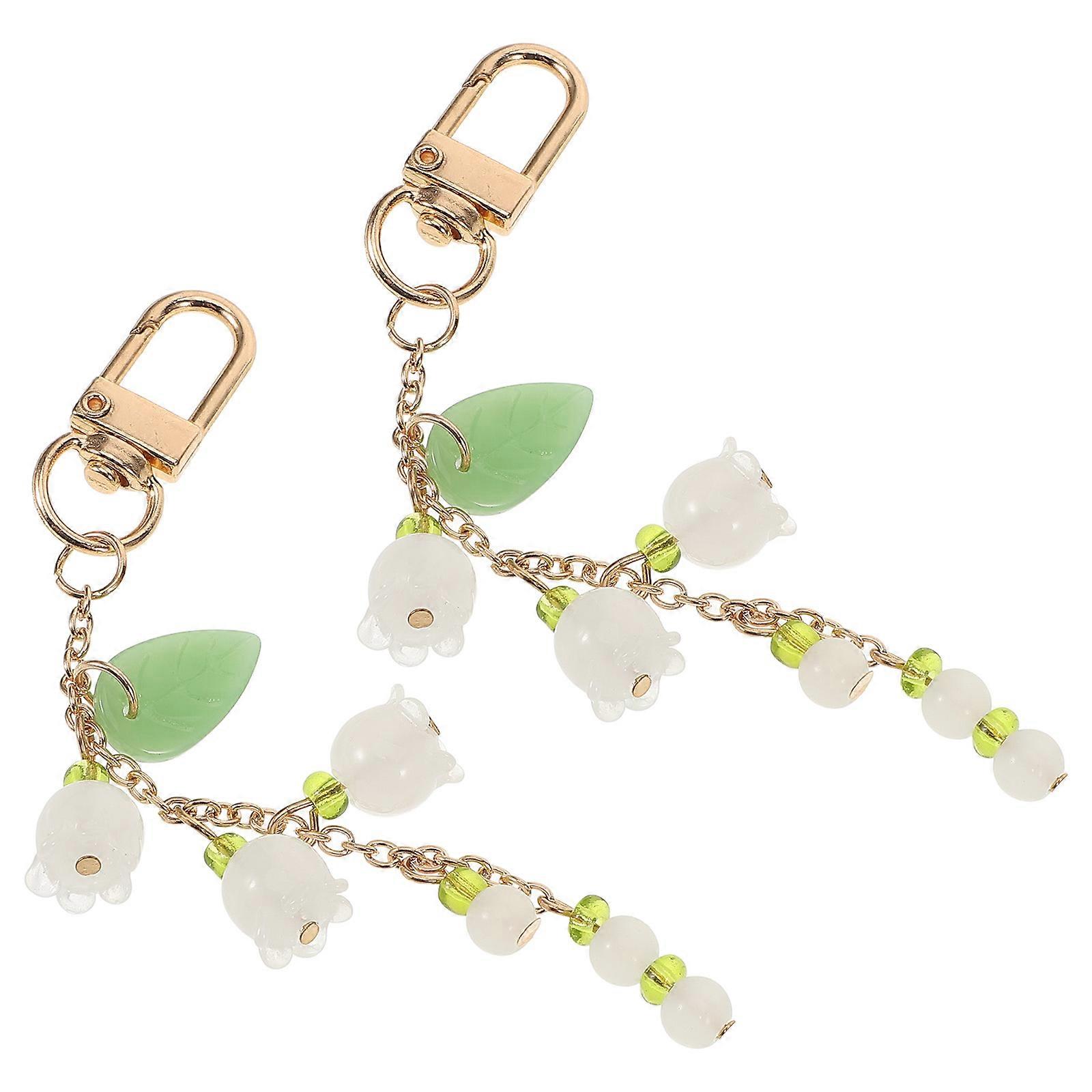 Keychain with Unique Flower Charm Enhancing Bag Style