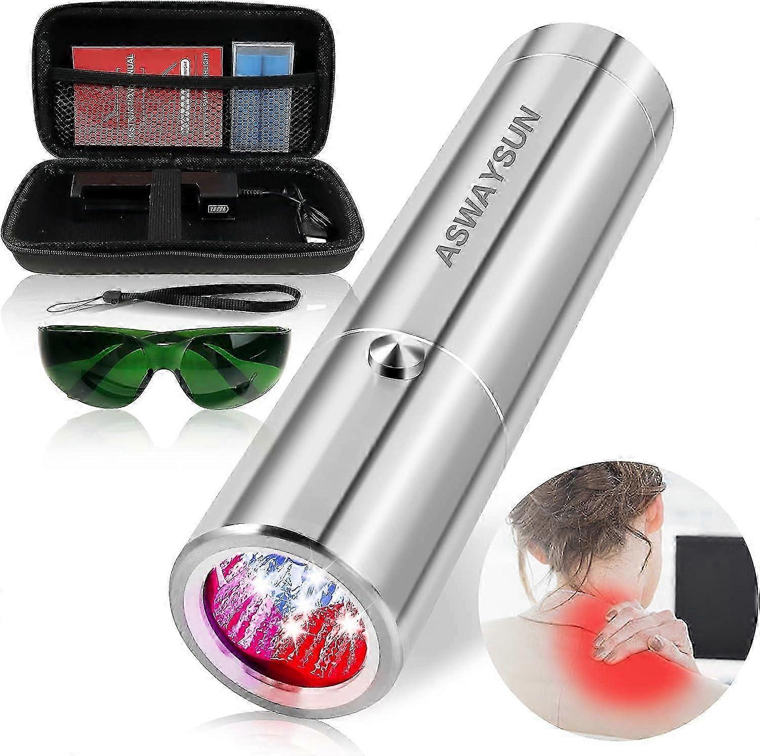 赤色光療法、ポータブル強力赤色赤外光治療装置w / 5 leds 5波長、ボディ膝手用青色光治療トーチ