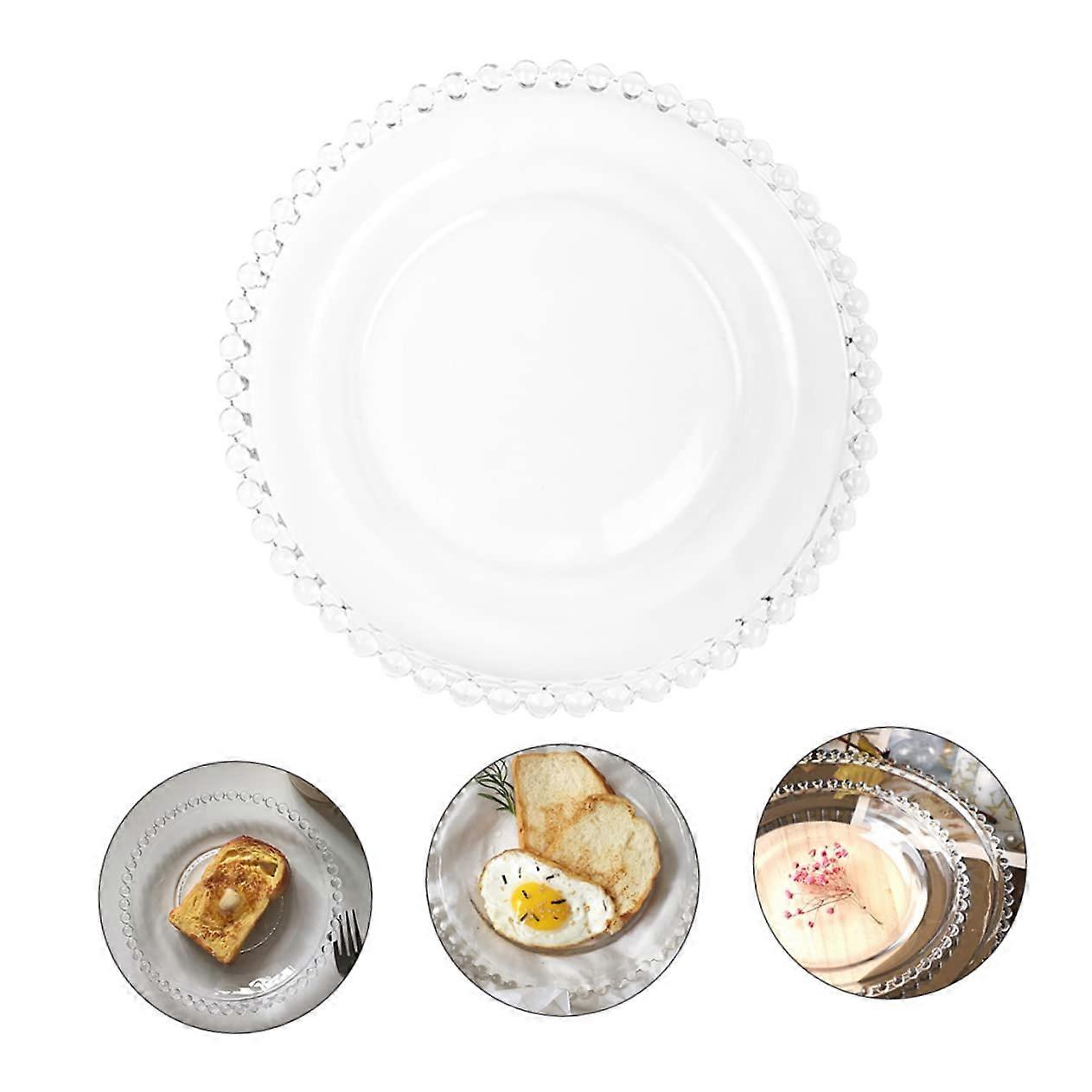 Fruit Plate With Lid, Glass Serving Tray, Transparent 26.5x26.5x1 cm, Multi Purpose Dessert Plate And Coffee Tray