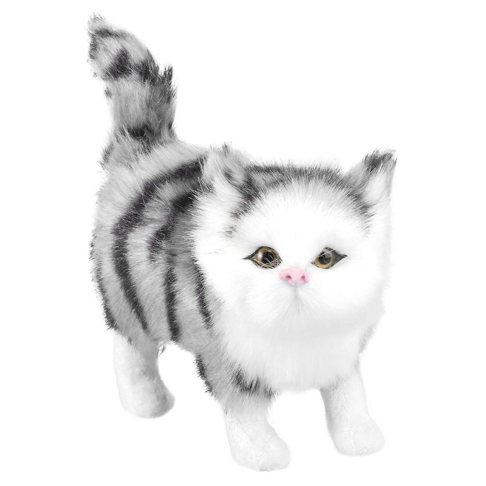 Realistic Cat Figurine Simulation Cat Toy Dark Grey 12x12cm Imagination Development 1Pcs