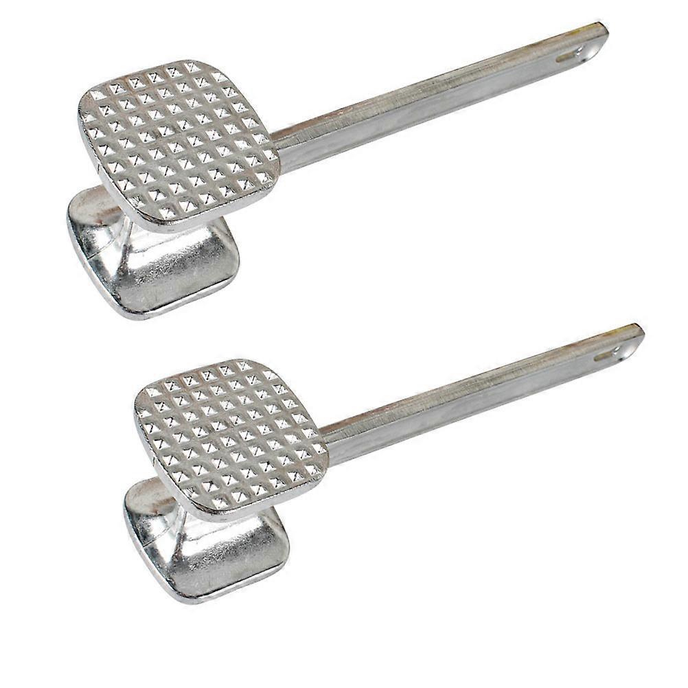2 Pcs Meat Tenderizer Dual-Sided Nails Meat Mallet for Kitchen Silver Aluminum Large Surface