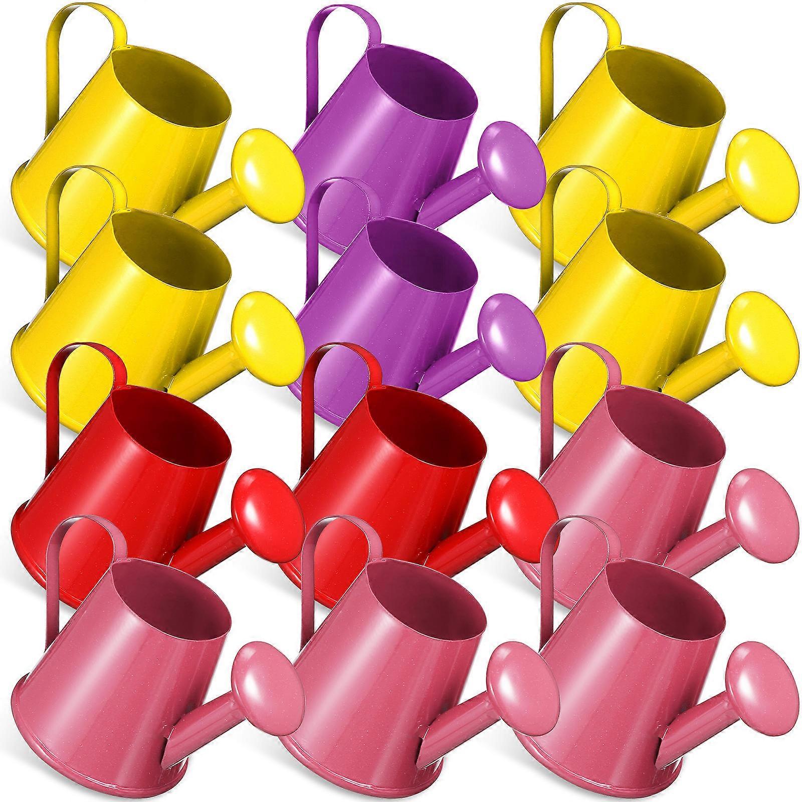 12 Pcs Lightweight Iron Watering Cans for Kids' Gardening – Enhances Hand Eye Coordination, Ideal for Indoor & Outdoor Plant Care – Random Color