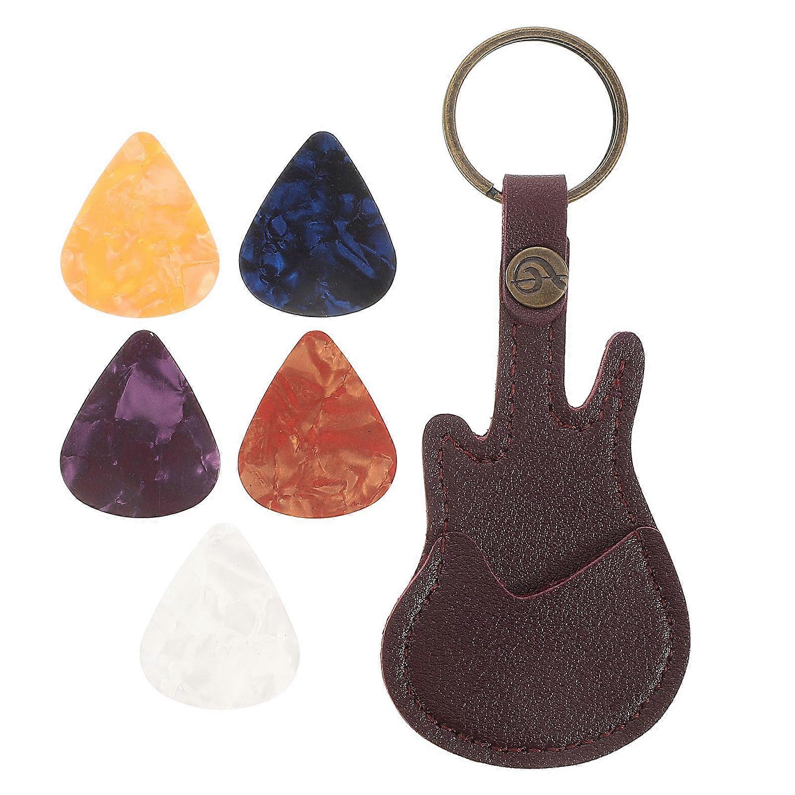 1 set plektrum fodral gitarr plektrum med väska bärbar gitarr plektrum hållare nyckelring gitarr plektrum fodral gitarr plektrum fodral hållare