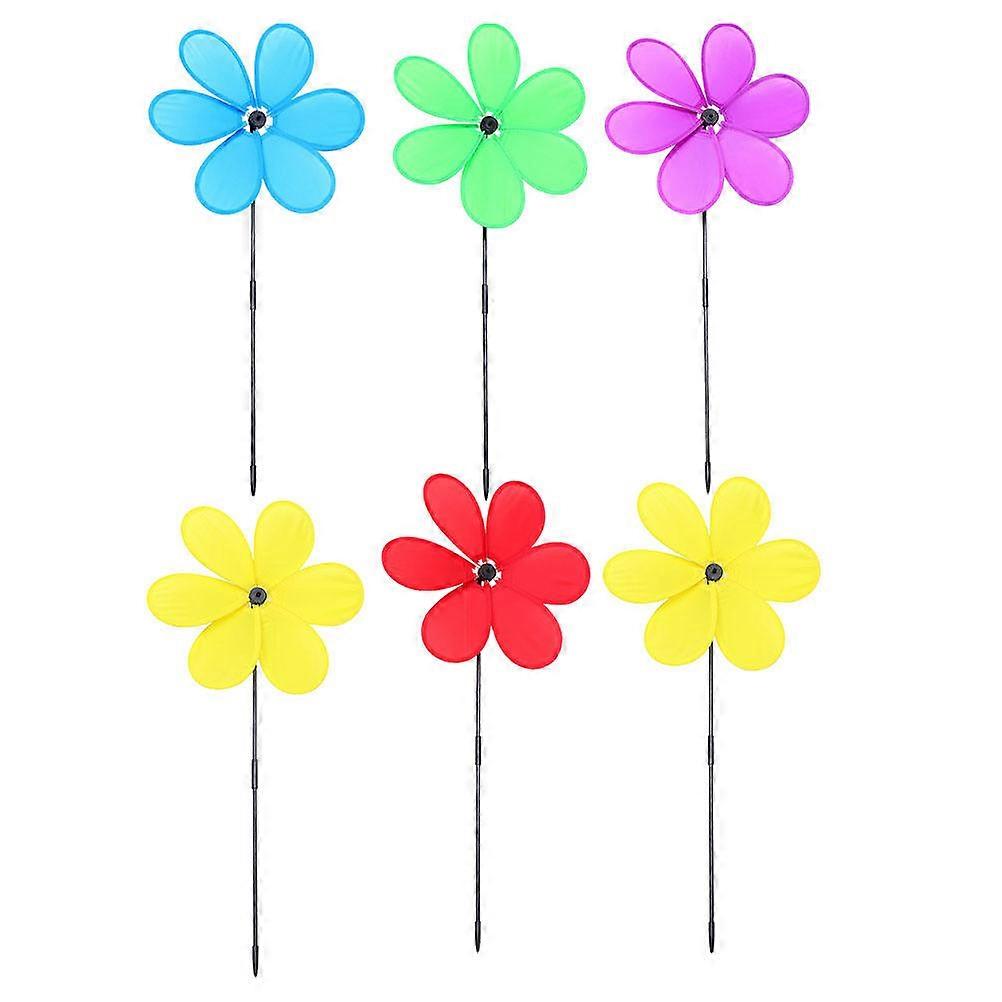 Garden Pinwheels Wind Spinners Colorful Fabric Windmill Outdoor Wind Spinner 6Pcs