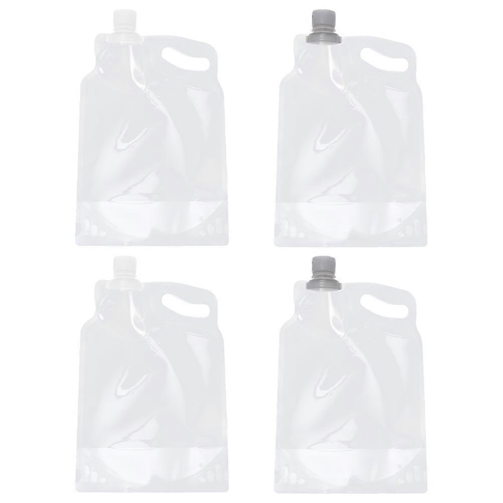 4pcs Foldable Water Bags, Portable Transparent Containers with Comfortable Handle for Camping, Hiking, Outdoor Survival, and Travel