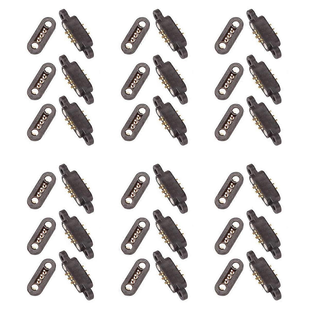 18 Pairs Spring Loaded Magnetic Pogo Pin Connector 3 Positions Magnets Pitch 2.3MM 3P Through Holes