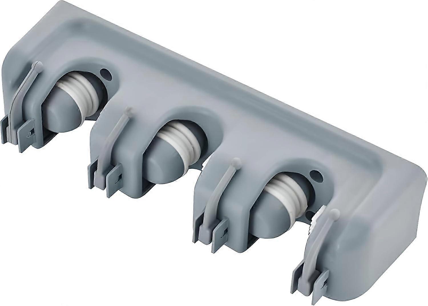 Wall Mounted Broom Holder and Garden Tool Organizer 4 Hooks and 3 Slots Wall Mounted Broom Hanger for Kitchen Bathroom Garage Garden Grey