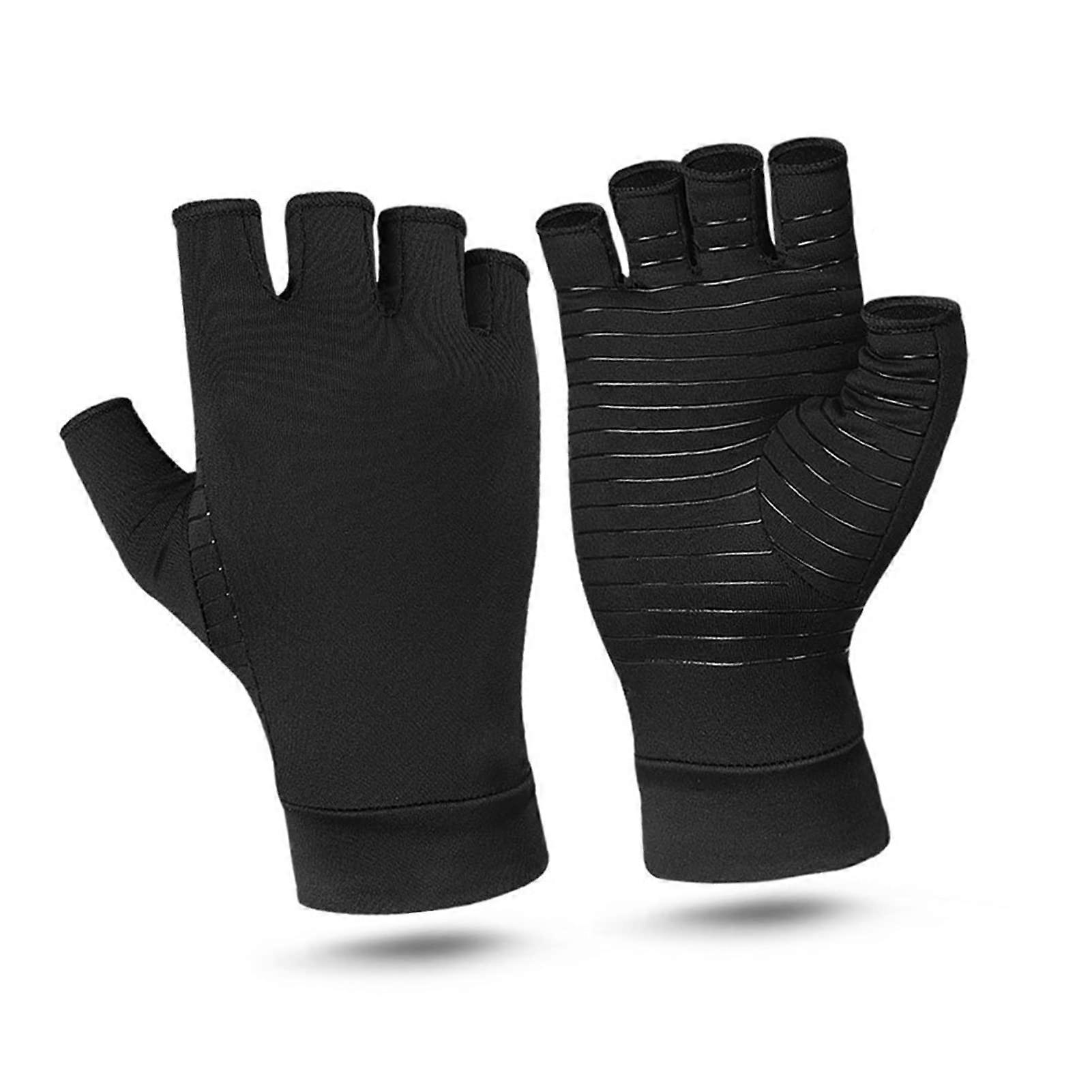 Copper Compression Arthritis Gloves for Men and Women - Black Design, Ideal for Mobile Use and Writing, Full Finger Size