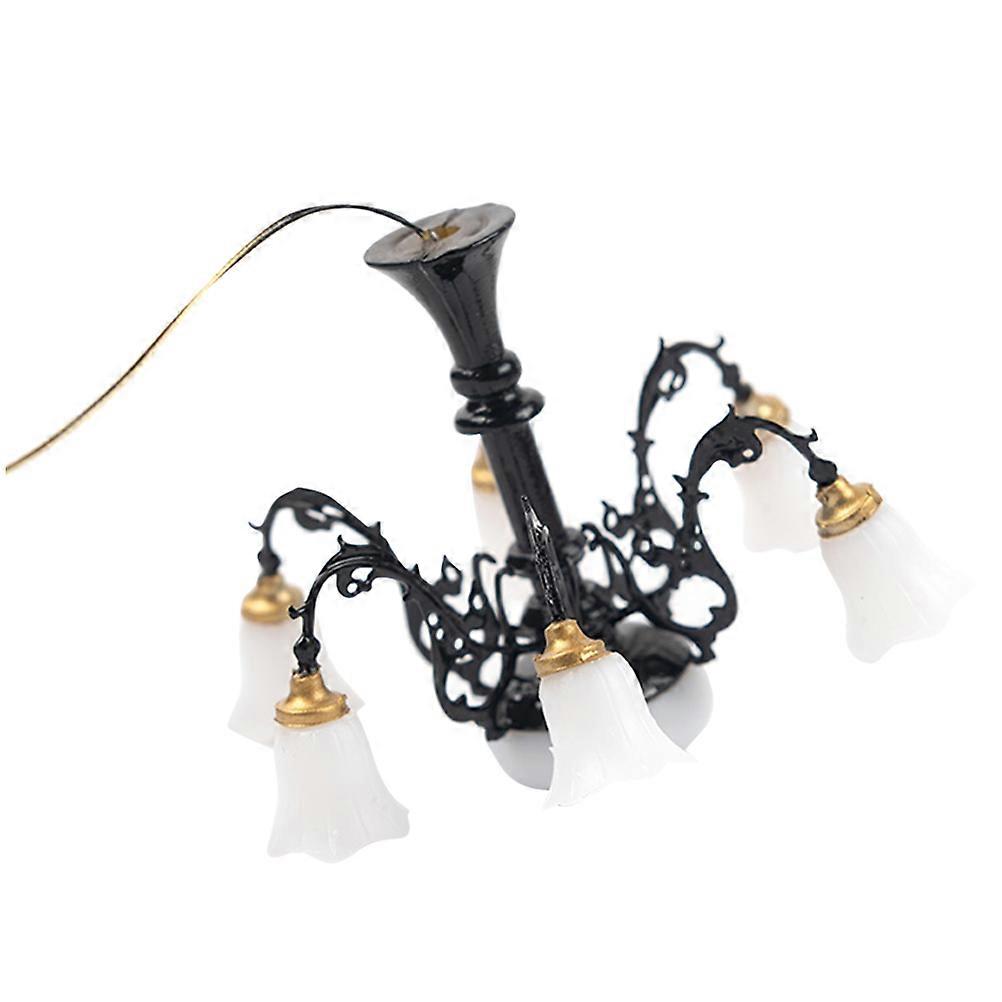 Miniature Chandelier Light Fixture, Mini Hanging Ceiling Lamp for Dollhouse Decoration, Smooth Surface Mini Lamp with Warm White Glow, Crafting