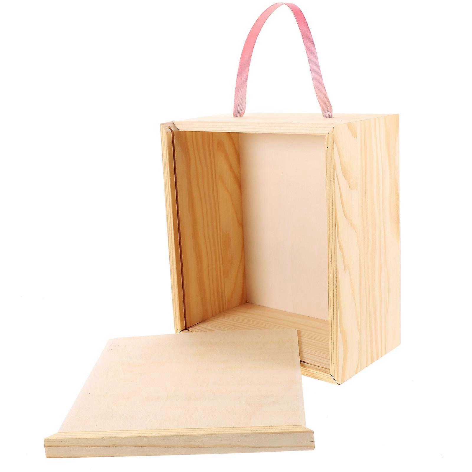 Keepsake Boxes For Women Unfinished Wood present Box with Sliding Lid for Souvenirs Beige 8.06X7.27X3.93IN 1Pack