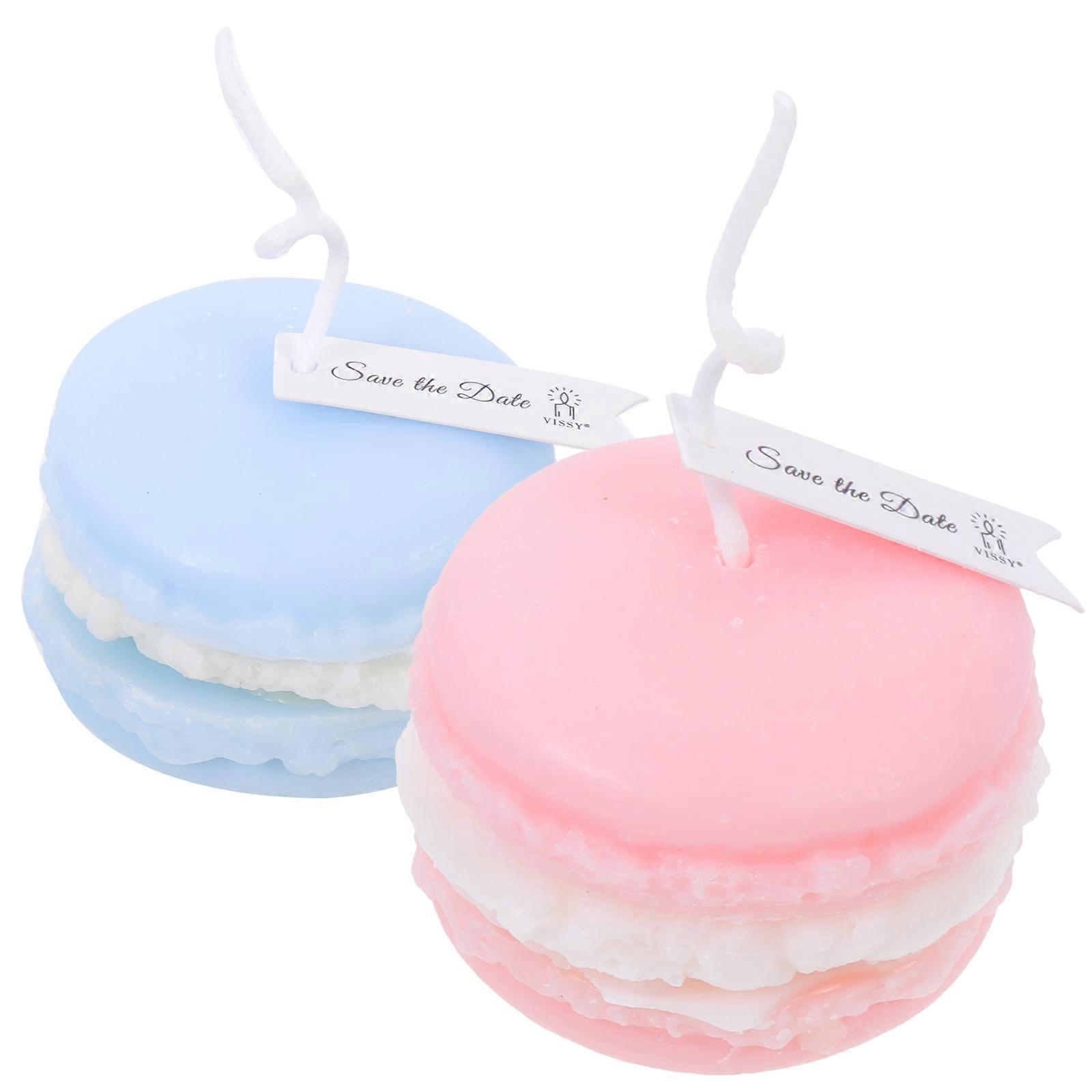 Novelty Candles Macaron Shaped Scented Candle Dessert Theme Candles Home Decoration Assorted Color 2Pcs