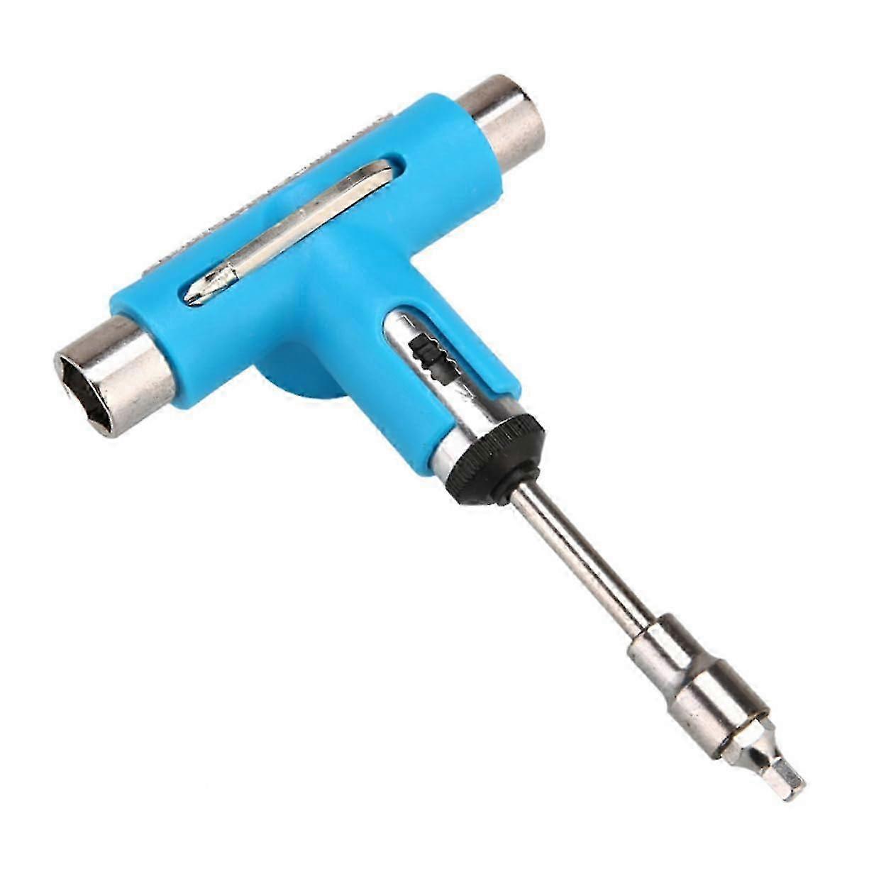 Multifunctional Tool for Assembling and Disassembling Skateboards and Roller Skates with Compact Blue Design Suitable for Various Brands