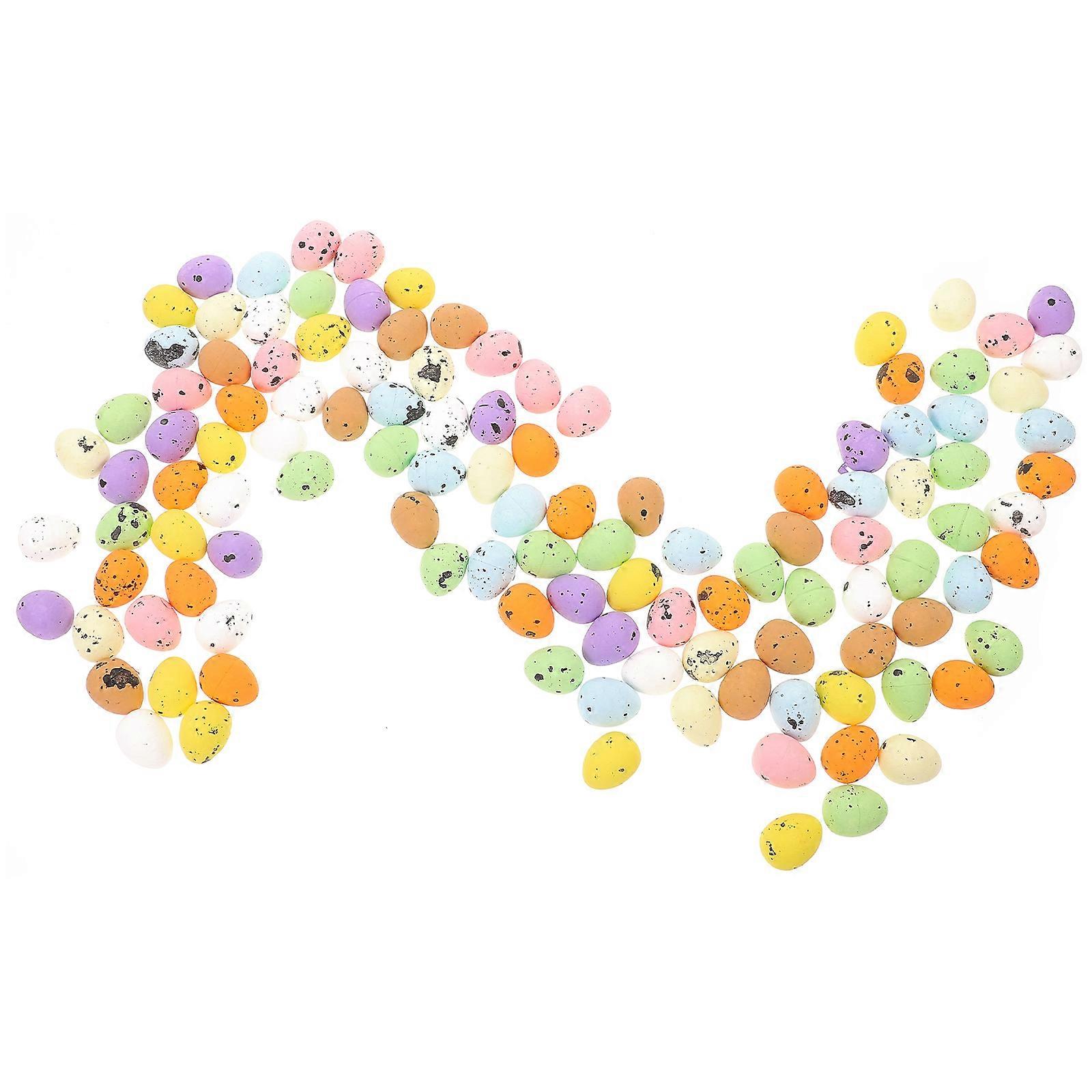 Artificial Nest Eggs Foams Adornment Simulation Egg Decoration Easter Party Assorted Color 1.80X1.50X1.50cm DIY Crafts Egg 100Pcs