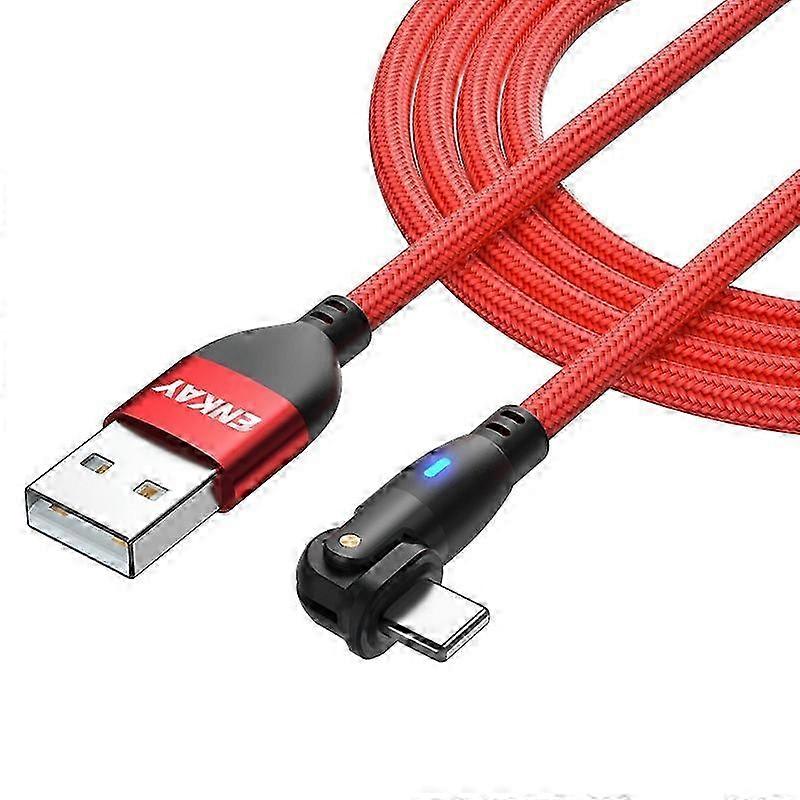 2m 2.1A Charging Wire USB to Lightning 180 Degree Rotate Data Cable with LED Indicator for Compatible Devices