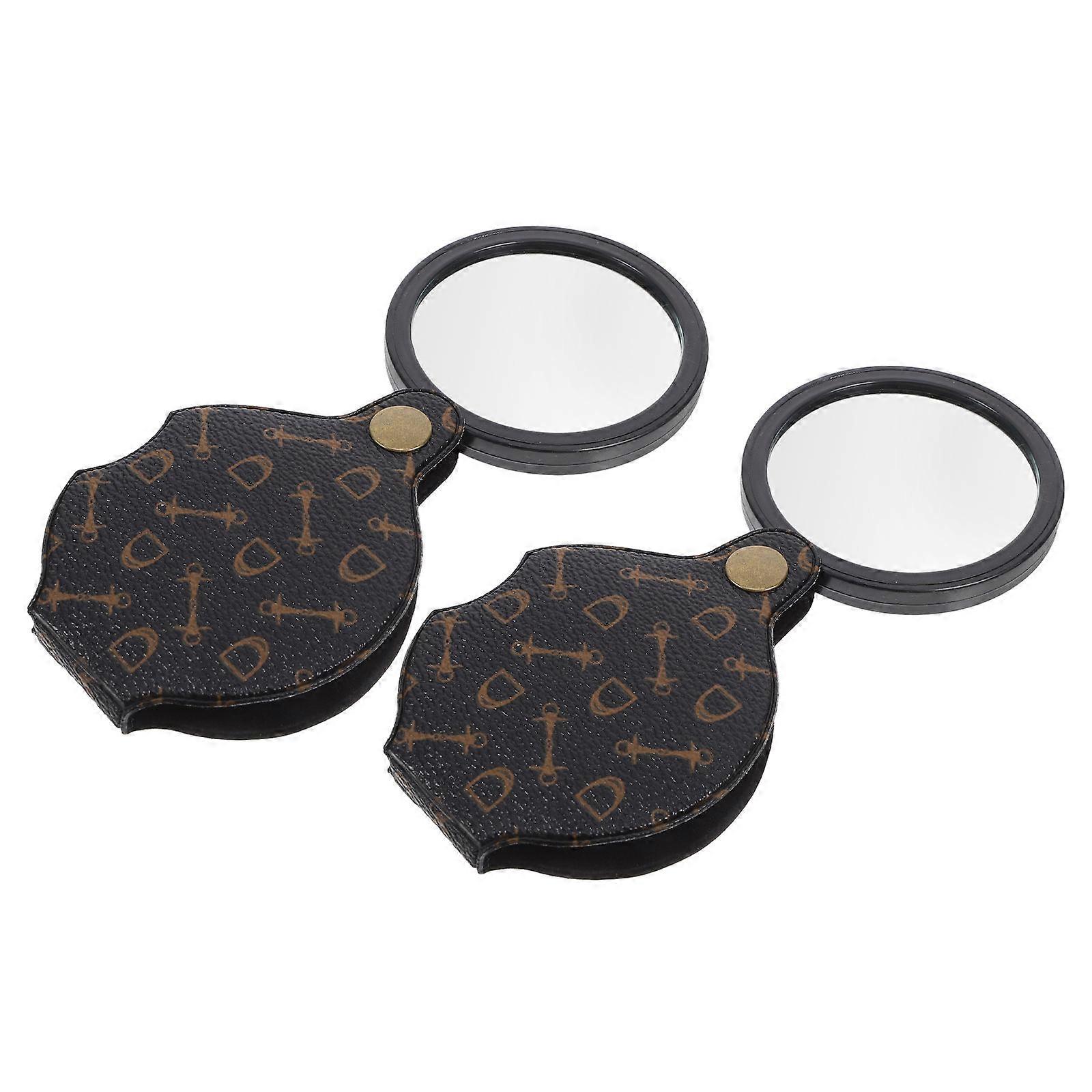 Handheld Folding Magnifier Magnifying Glass With Lanyard For Stamp Inspection Precision Work 2Pcs